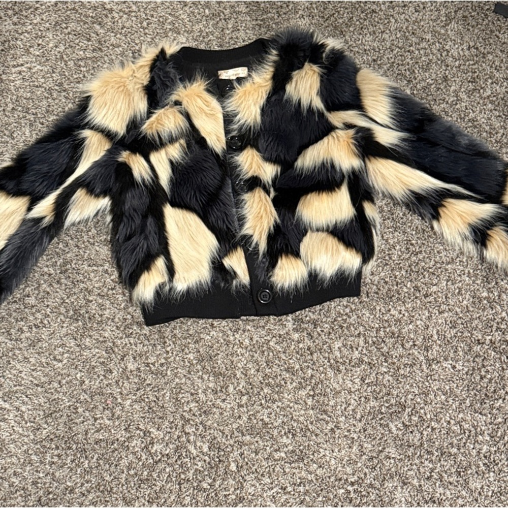 Belly Bandit Black and Tan Faux Fur Jacket